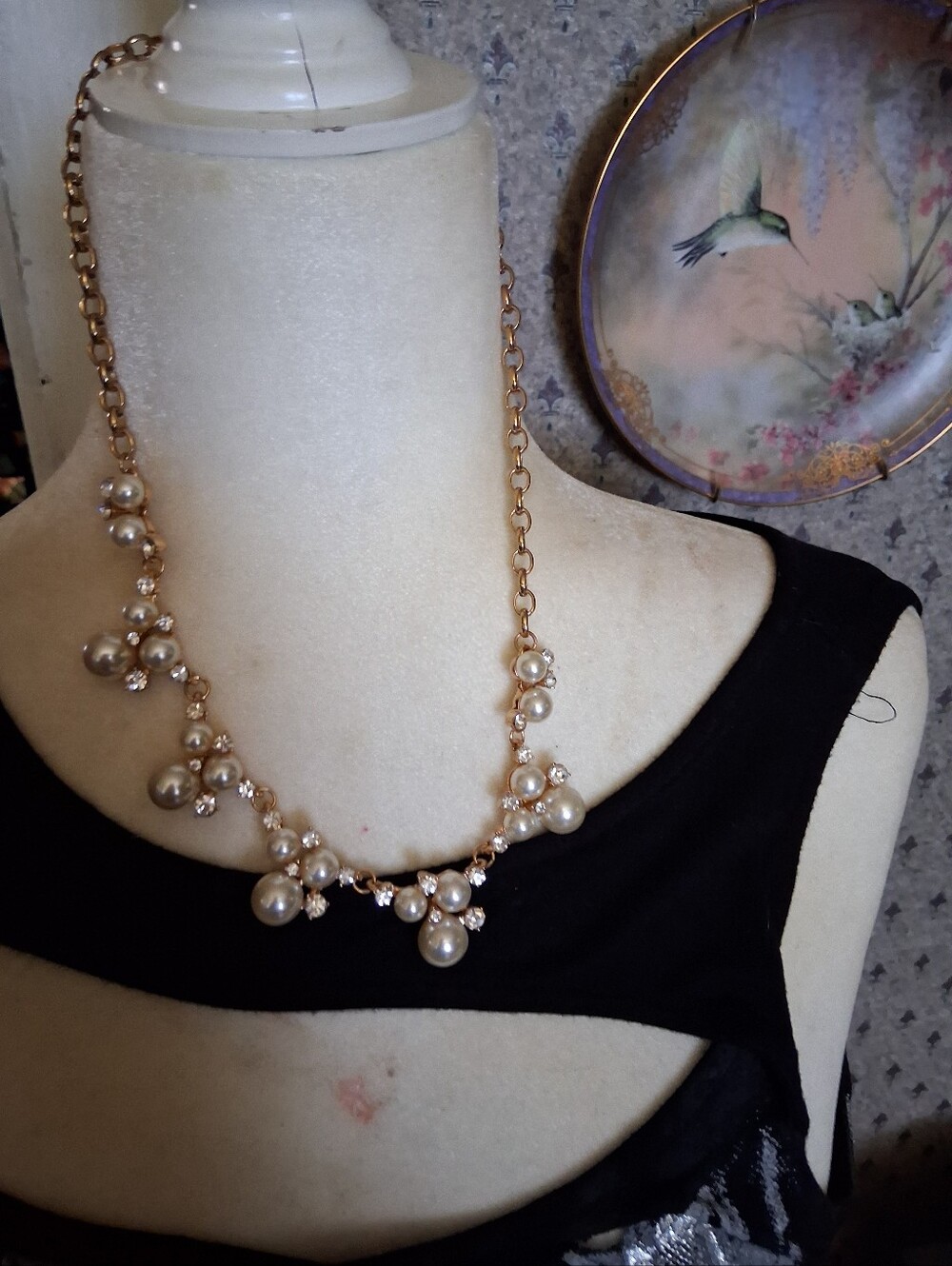 Gold Pearl Cluster Necklace - Women Jewelry